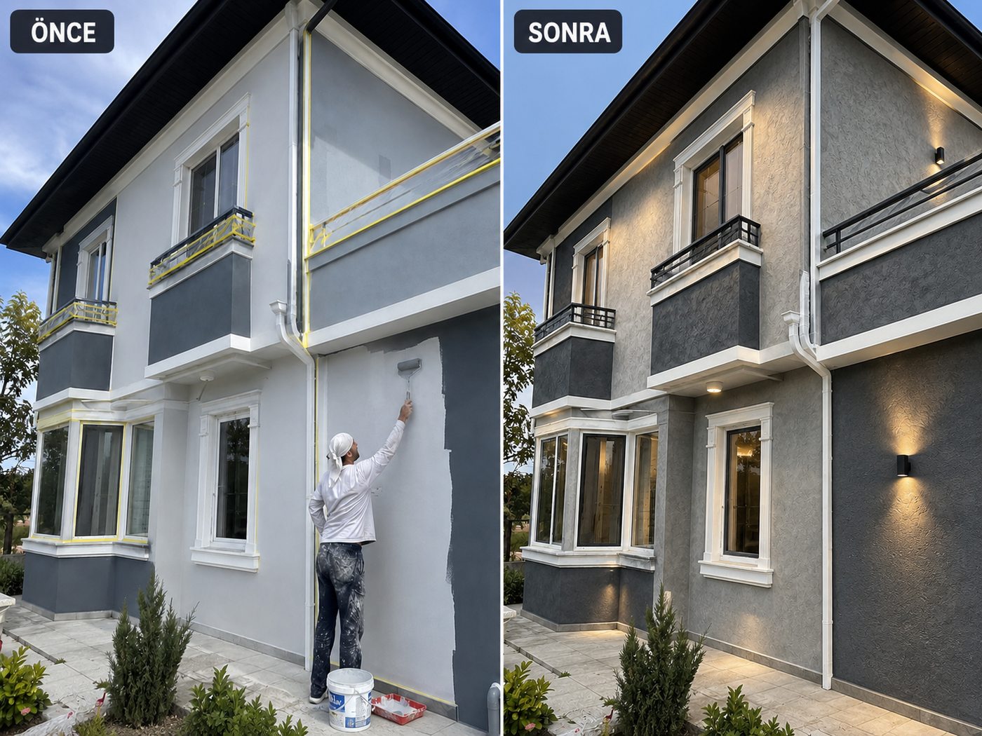 Atmaca dış cephe boya öncesi ve sonrası