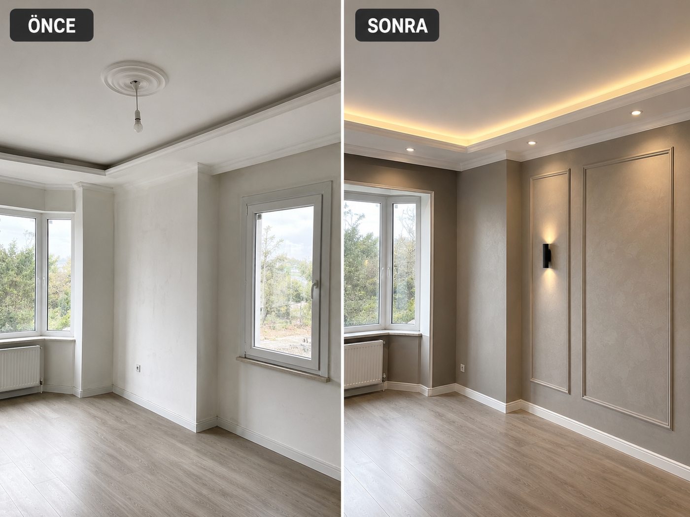 Atmaca iç cephe boya öncesi ve sonrası